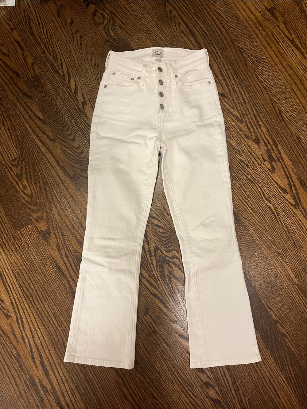J. Crew White High-Rise Cropped Jeans with Button Fly
